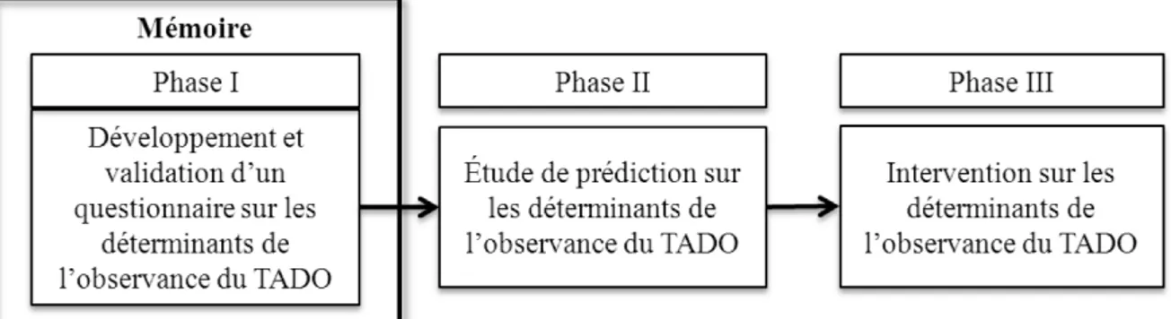 Figure 1. Étapes pour la réalisation du projet d’intervention de la Chaire sur l’adhésion aux  traitements