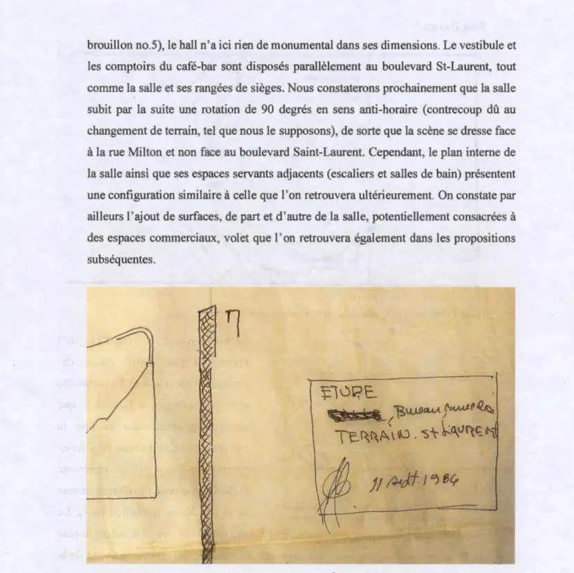 Figure 4.13  Brouillon no.4 : détail agrandissement datation  «  Étude terrain St-Laurent 11  septembre 1986  »