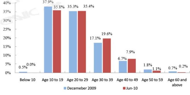 Figure 1 Répartition des internautes chinois par âge. Source: CNNIC, p.17. 