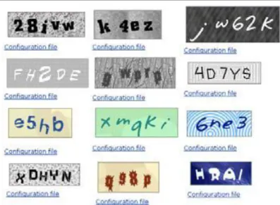 Figure 12 Exemples de Captchas rendant difficile l’automation de diffusion de l’information