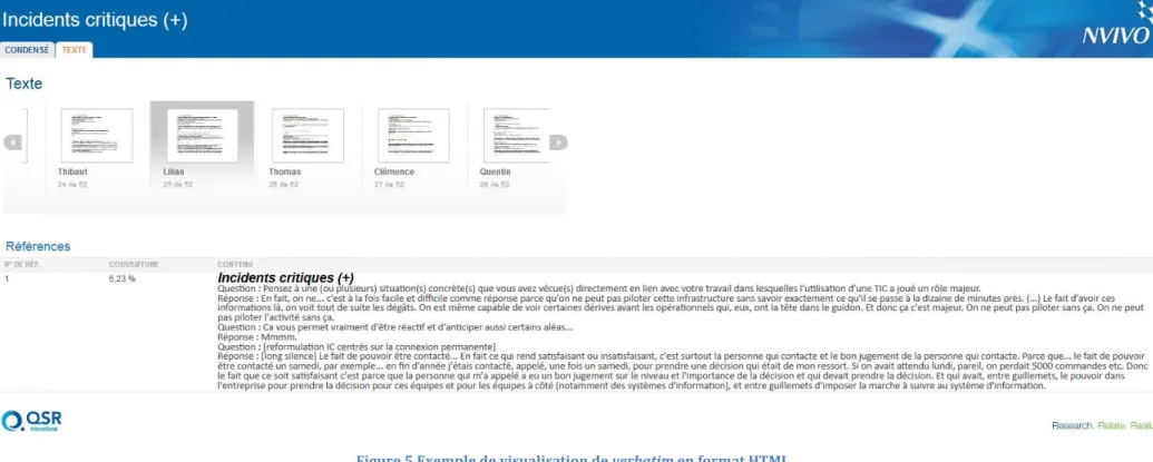 Figure 5 Exemple de visualisation de verbatim en format HTML 