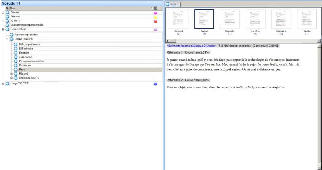Figure 6 Exemple de visualisation de verbatim "Retour réflexif" 