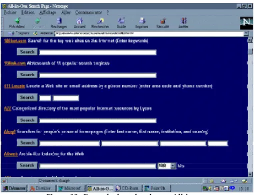 Figure 10 : Exemple de recherche sur All-in-one  http://www.allonesearch.com/all1www.html#WWW 