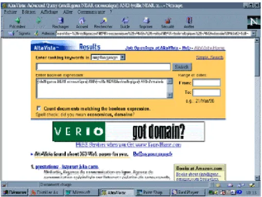Figure 2 : Exemple de requête sur Altavista 