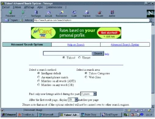 Figure 4 : Le moteur de recherche de Yahoo 
