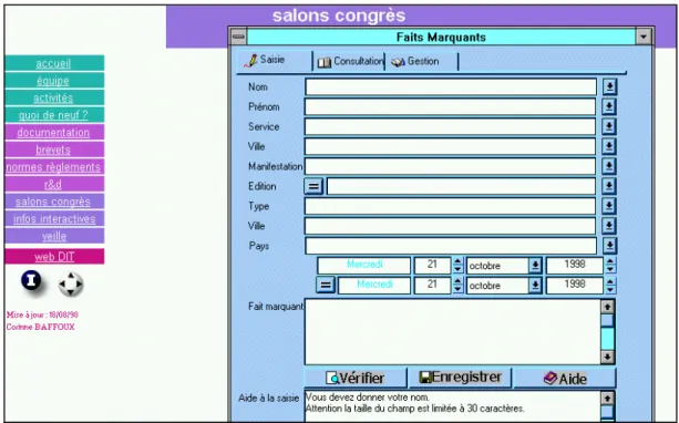 Figure 5 : exemple de base de données développée sous Windev 