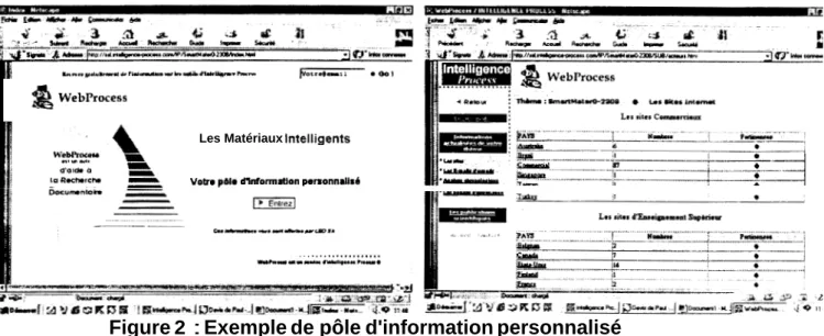 Figure 2 : Exemple de pôle d'information personnalisé  VI.Caractéristiques des recherches d'information 