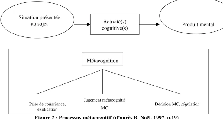 Figure 2 : Processus métacognitif (d’après B. Noël, 1997, p.19). 