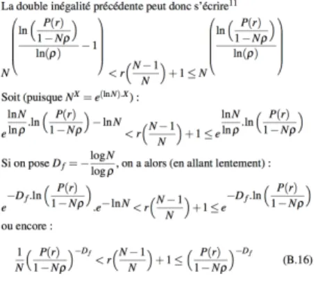Figure : D´ etail p´ edagogique de la d´ emonstration (EG) de Mandelbrot quant ` a la loi de Zipf (rang ∗ freq ∼ 1)