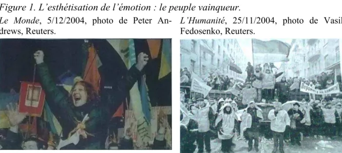 Figure 1. L’esthétisation de l’émotion : le peuple vainqueur. 