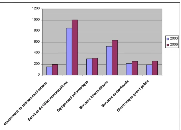 Figure 3 : Le DigiWorld en 2003 et 2006 en milliards d’euros :