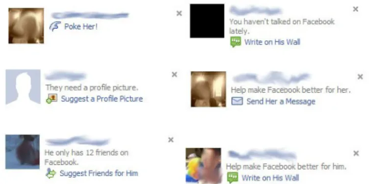 Figure 2.1. Exemples d’incitations individuelles à l’activité diffusées par Facebook