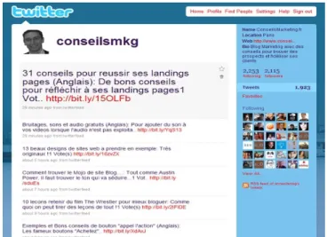 Figure 2.5. Exemple d’interface d’un compte Twitter avant la refonte de 2011 24