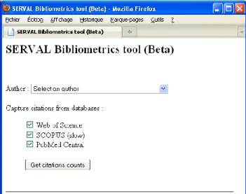 Fig 10 The Lausanne bibliometric prototype web form 