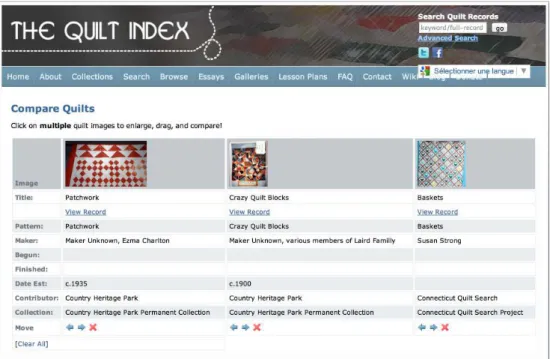 Figure 6. Quilt index : afﬁchage comparé de plusieurs couvertures