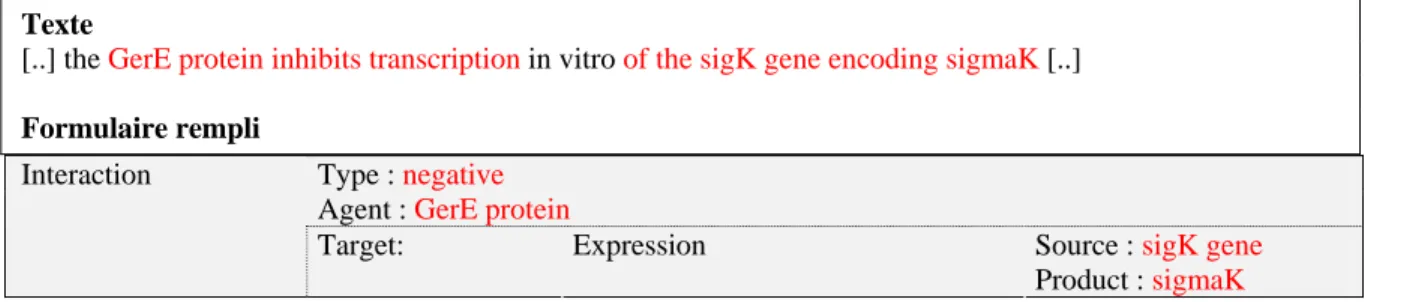 Figure 3. Exemple de règle d'extraction d'information et d'application en gén lle.