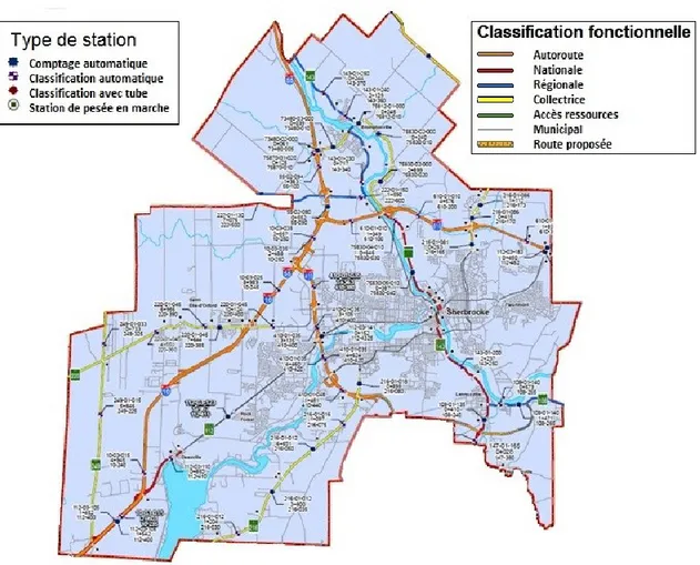 Fig. 3.3 Metering stations in Sherbrooke (Quebec’s Ministry of Transportation, 2014 )