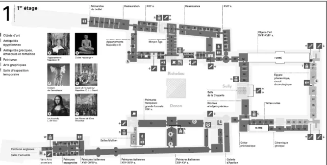 Figure 1 - Plan du premier étage du musée du Louvre extrait du plan d’information  © Musée du Louvre crédits photos : D.R