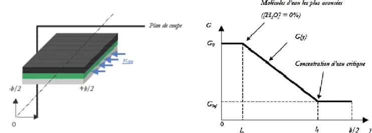 Figure I.20 : Modélisation de la répartition de l’énergie d’adhésion d’un assemblage vieilli en 