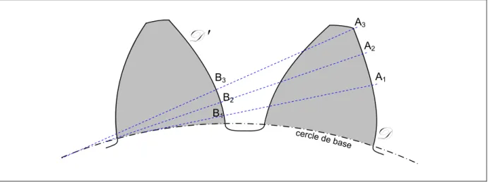 Figure I-13 : Pas de base : variation du point actif de la dent. 
