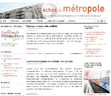 Illustration 1. Page d’accueil du blog « Échos de métropole » 