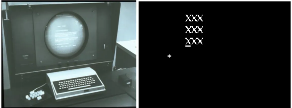 Figure 4 : Système de manipulation de texte (English, Engelbart et Berman, 1967,  fig