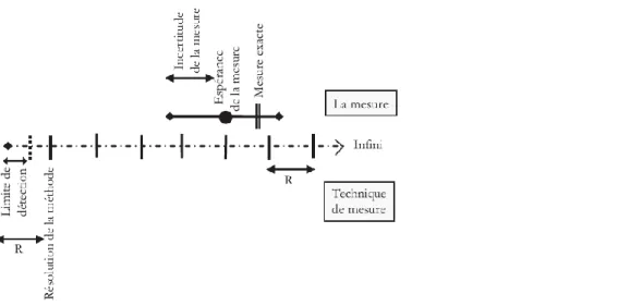 Fig.  1.10:  Schématisation  des  termes  métrologiques  de  résolution,  incertitude  et  limite  de  détection  [Triconnet 2007]