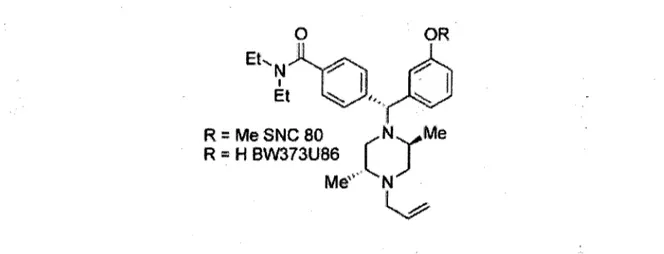 Figure 9. Structure generale des ligands selectifs pour DOPR de type pip£razine.  Le premier compose de cette classe &amp; avoir ete synthetise a ete le ligand BW373U86