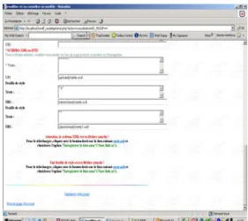 Figure 10 : Présentation des informations associées aux modèles  XML 