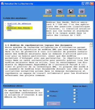 Figure 7: interface de valeur ajoutée au document 