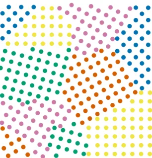 Figure 1.2: A 2D monophase microstructure diagram where the grains with the same orientation are colored the same way (the spatial scale is not representative).