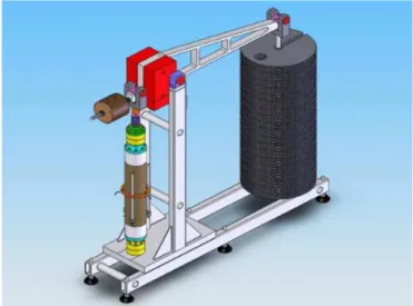Figure 2.4: Schema of tensile creep machine with dead weight [ Rossi et al. , 2013b ]