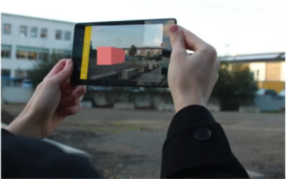 Fig. 2 Représentation du principe de visualisation d’un objet virtuel dans un lieu 