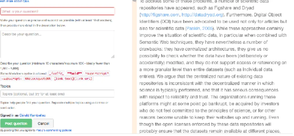 Figure 1.3. Exemple d’annotation sur un article dans la revue PeerJ 