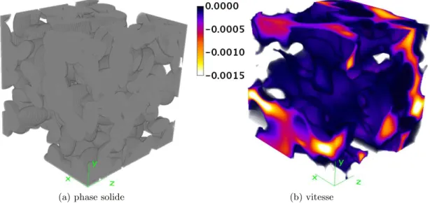 Fig. 2.9: Milieu granulaire de synth`ese (a) La phase solide, en gris est compos´ee de 200 prolates (rapport d’aspect 2)