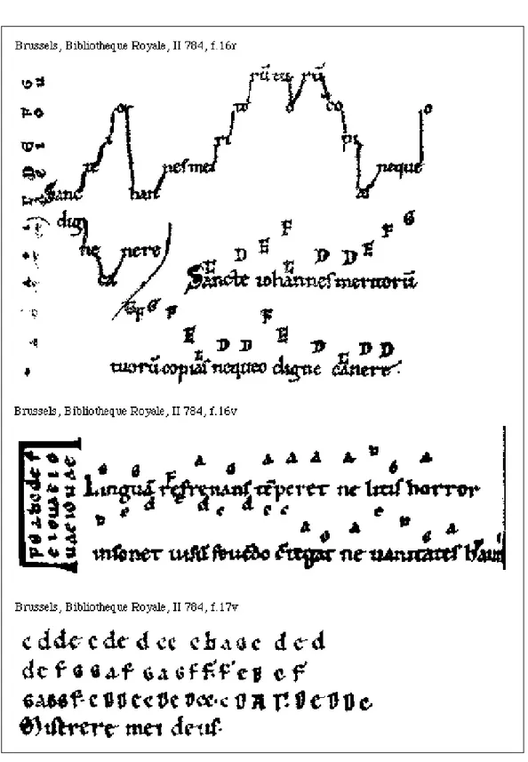 Figure 1 – Micrologus, manuscrit du XI e siècle attribué à Guido d’Arezzo. Domaine public, Biblio- Biblio-thèque Royale de Bruxelles.