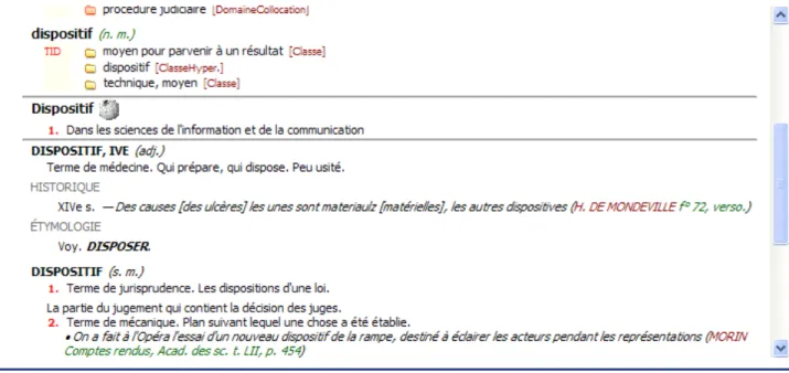 Figure 2. Alexandria : environnement sémantique du mot «dispositif ».