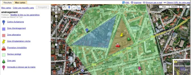 Fig. 2. L’exemple d’une représentation cartographique du site Google Maps annotée par un  utilisateur