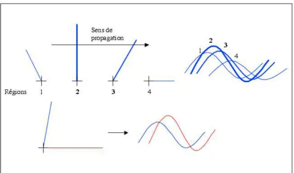 Figure  2.13 Principe  de  la  représentation  des  structures  des  modes  (amplitudes  et  phases