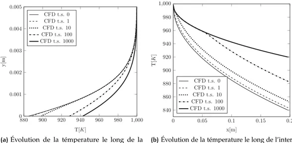 Figure 2.2 – Effet de la période du couplage sur la température dans le cas d’une condition de flux imposé ( Verstraete et Scholl , 2016 )
