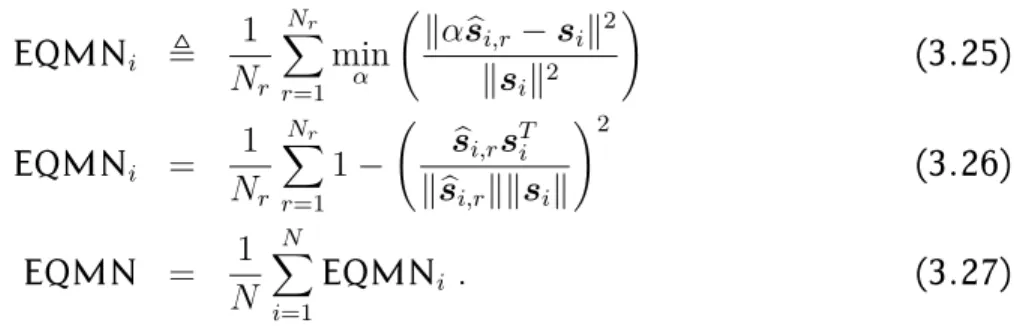 Fig. 3.3 { Exemple de s eparation de 4 signaux audio pour 3 capteurs : signaux originaux (ligne du haut) ; signaux estim es par pseudo-inversion quand la matrice de m elange est connue (ligne du milieu) ; signaux estim es par l'algorithme  MD-UBSS util