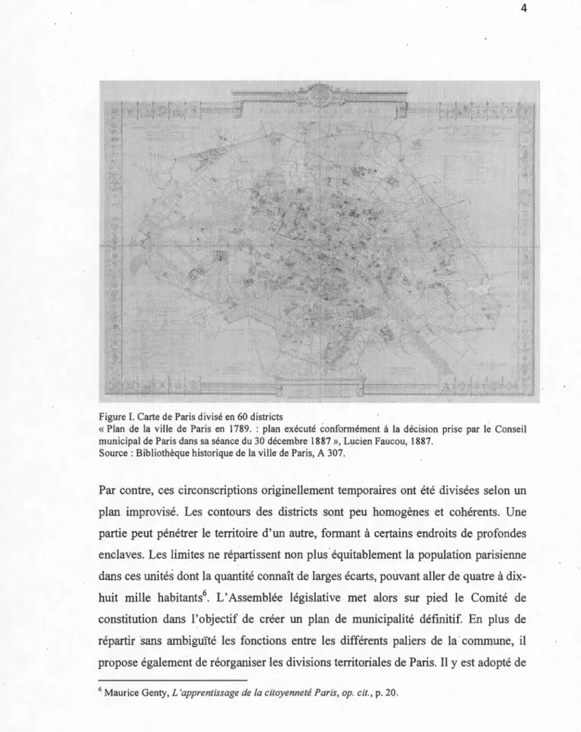 Figure L Carte de Paris divisé en 60 districts 
