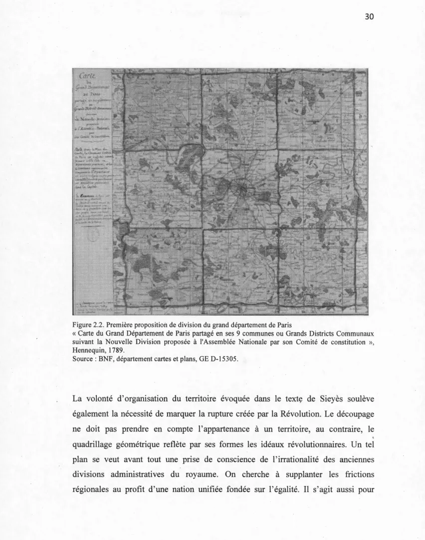 Figure 2.2. Première proposition de division du grand département de Paris 