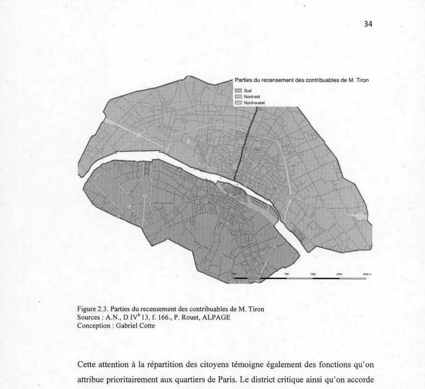 Figure 2.3. Parties du recensement des contribuables de M. Tiron  Sources: A.N ., D  IVb 13,  f