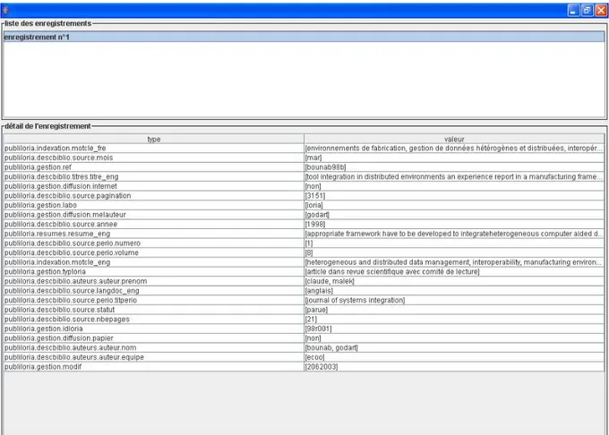 Figure 5 : Une représentation d’une fiche correspondante  à un des résultats. 