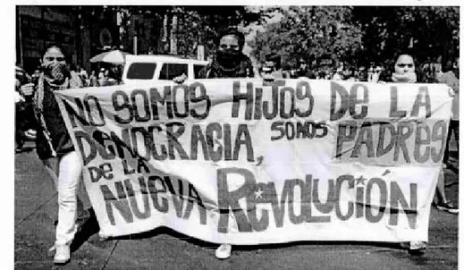 Figure 3.3  - Le slogan  utilisé lors d'une manifestation  à Santiago 
