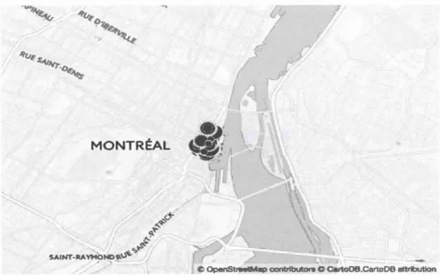 Figure 2.1  :  Emplacement  de la population syrienne  à  Montréal en  1901 