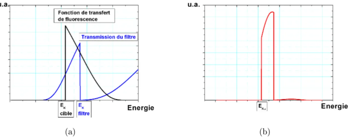 Figure 39  Fonctions de transfert (a) des diérents éléments et (b) totale d'une voie de uo- uo-rescence.