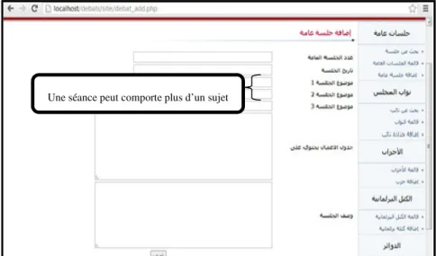 Figure 11: Interface d'insertion d’une séance plénière 