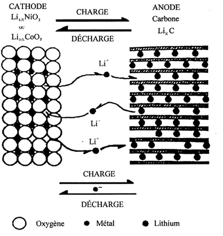 Figure 3. Schema de la pile secondaire a anode de carbone lithie (1).